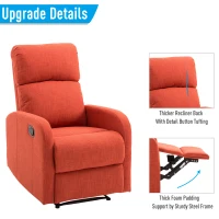 HomCom Linen Fabric Manual Recliner Lounger Chair  with Footrest - Red(m-7)