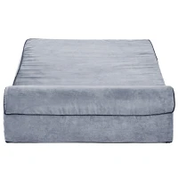 PawHut 48" x 30" Suede Padded Orthopedic Memory Foam Bolster Pet Dog Bed - Grey with Navy Blue Liner(m-9)