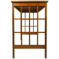 HomCom 7 Piece Acacia Wood Iconic Prairie School Style Bar Height Dining Set - Table/ 6 Stools(m-9)