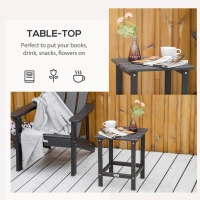 Outsunny Patio Side Table, 15" Square Outdoor End Table, HDPE Plastic Tea Table for Adirondack Chair, Backyard or Lawn, Black(m-5)