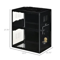 PawHut Reptile Glass Terrarium Tank, Breeding Box with Screen Ventilation, Lamp Holders, Hanging Basin for Lizards, Chameleon, Tortoise, 23.5" x 16" x 28"(m-3)