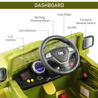 Aosom Ride On Car Off Road Truck SUV 12V Kids Electric Battery Powered Off Road Truck with Remote Control and MP3, Adjustable Speed, Green(m-6)