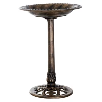 Outsunny 28" Tall Resin Free Standing Garden Pedestal Bird Bath Bowl - Bronze(m-4)