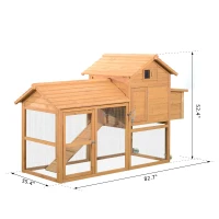 PawHut Deluxe Backyard Wood Poultry Chicken Coop Hen House Hutch Nesting Box w/Wheels - Wood(m-3)