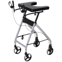 HOMCOM Aluminum Rollator Walker for Seniors Get Outside with 4 Large Wheels & Brakes and Foldable Design(m-1)