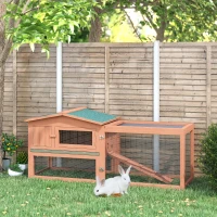 PawHut 62" Wooden Outdoor Rabbit Hutch with Detachable Run and Elevated Main House(m-2)