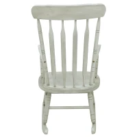 HomCom Rubberwood Indoor / Outdoor Porch Slat Rocking Chair - Antique White(m-6)