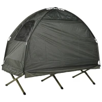 Open Box Outsunny Portable Camping Cot Tent with Air Mattress, Sleeping Bag, and Pillow(m-11)