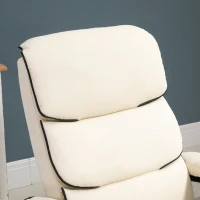 HOMCOM PU Leather High Back Recliner Armchair w/ Padded Ottoman, Cream White(m-11)