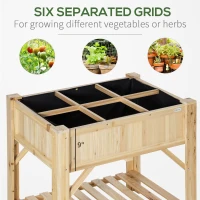 Outsunny 31x23x32 Inch 6 Pocket Garden Planter Box Vertical Raised Bed, Elevated Wood Standing Planters with Grow Grid, Legs, Storage Shelf, Vegetable, Flower, Herb(m-4)