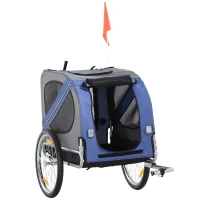 Aosom Outdoor Folding Pet Dog Bicycle Trailer and Stroller Jogger Cart - Blue and Grey(m-8)