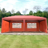 Outsunny 10’ x 20’ Outdoor Gazebo Canopy Wedding Party Tent with 4 Removable Sidewalls - Rust Red(m-2)