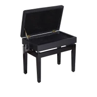 HomCom Traditional Faux Leather Height Adjustable Single Person Storage Piano Bench - Black(m-8)