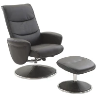 HOMCOM PU Leather Modern Swivel Recliner Chair with Ottoman Set - Black(m-1)