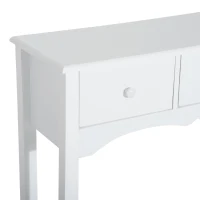 HomCom Narrow Wooden Front Entryway Wall Console Table 3 Drawers - White(m-9)