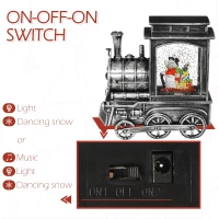 HOMCOM Christmas Snow Globe Lantern Train Shape Music Box with Light Holiday Home Novelty Decorations, Snowman Sledging(m-8)
