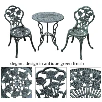 Outsunny 3 Piece Outdoor Cast Iron Patio Furniture Antique Style Dining Bistro Set(m-2)