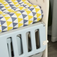 Qaba Convertible Crib with Wheels, Bedside Bassinet Use, and Rocking Cradle Abilities, Baby Crib without Mattress, Colors for Baby Boy or Baby Girl, Bassinet Crib, Blue(m-10)