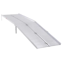 HomCom 10' Portable Tri-Fold Lightweight Aluminum Stair Doorway Entry Disability Ramp - Silver(m-2)