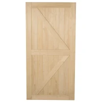 HOMCOM 7' H x 3.5' W Sturdy Sliding Barn Door, Unfinished Solid Spruce Wood Frame with Pre-Drilled Holes(m-8)