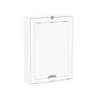 HomCom Wall Mounted Folding Table Computer Desk with Bookshelf Home Office Convertible Folding Storage Writing Table - White(m-11)