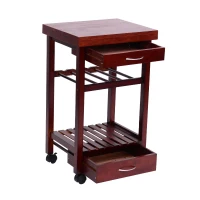 HomCom 19" Wooden Rolling Kitchen Organizer Cart Trolley With Storage Wine Rack(m-3)