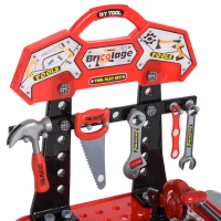 Qaba 74 Piece Kids Portable Pretend Play Toy Tool Workshop Bench Table Set with Shelf(m-6)