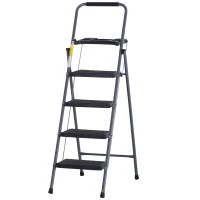 HOMCOM Folding 4 Step Ladder with Tool Tray and Wide Anti-Slip Platform 300 lbs. Capacity(m-1)