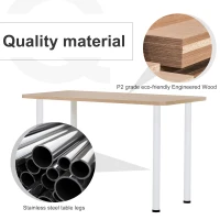 HOMCOM Modern Dining Table Office Working Desk Wood Top with Stainless Steel Leg(m-5)
