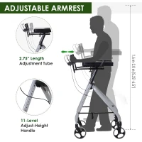 HOMCOM Aluminum Rollator Walker for Seniors Get Outside with 4 Large Wheels & Brakes and Foldable Design(m-6)