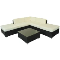 Outsunny 6 Piece Outdoor Patio PE Rattan Wicker Sofa Sectional Furniture Set(m-6)