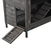 PawHut 47" 2-Story Raised Stacked Wooden Outdoor Rabbit Hutch Small Animal Cage with Pull-Out Trays(m-6)