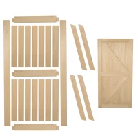 HOMCOM 7' H x 3.5' W Sturdy Sliding Barn Door, Unfinished Solid Spruce Wood Frame with Pre-Drilled Holes(m-4)