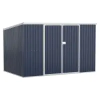 Outsunny 11' x 6' Storage Shed w/ Lockable Door, Galvanized Metal Utility Outdoor Shed for Backyard, Bike, Patio, Light Gray(m-1)