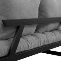 HOMCOM Click Clack Couch Convertible Futon Sleeper Sofa Bed - Modern - Linen Fabric  61" L Light Grey(m-10)