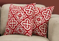 Monarch 18" x 18" Geometric Motif Decorative Throw Pillow (Set of 2) - Red(m-2)