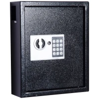 HOMCOM 40 Key Steel Wall Mount Safe Box Lockable Office Key Organizer Storage Cabinet with Key Tags - Black(m-9)
