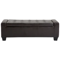 HomCom Unique Large 51" Tufted Faux Leather Storage Bench Ottoman Couch - Dark Brown(m-3)