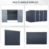 Outsunny 11' x 6' Storage Shed w/ Lockable Door, Galvanized Metal Utility Outdoor Shed for Backyard, Bike, Patio, Light Gray(m-6)