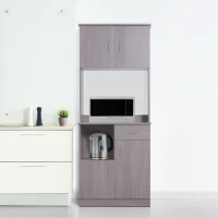 HomCom 70” Modern Free Standing Kitchen Pantry Storage Cabinet - Dark Grey Wood Grain(m-2)
