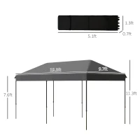 Outsunny 10' x 20' Pop Up Canopy Tent, Instant Sun Shelter, Tents for Parties, Height Adjustable, with Wheeled Carry Bag, for Outdoor, Garden, Patio, Gray(m-3)