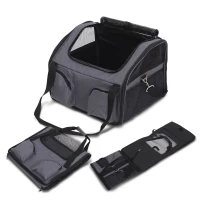 PawHut 18” Deluxe Pet Booster Seat Collapsible Dog Carrier With Storage Pockets – Grey(m-4)