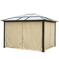 Outsunny 12" x 10" Aluminum Backyard Gazebo with Fabric Drapes - Beige(m-5)