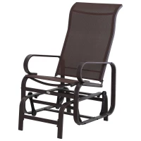 Outsunny Patio Glider Swing Chair, Outdoor Sling Fabric Seat Lounger, Porch Rocker for Relaxing in Garden, Backyard, Poolside(m-1)