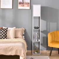 HOMCOM 3-Tier Floor Lamp, Standing Reading Light with Storage Shelves for Living Room, Bedroom, or Dining Room, Grey(m-7)