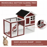 PawHut 48" Wooden Rabbit Hutch Bunny Cage Pet House w/Ladder and Outdoor Run(m-7)