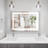 HomCom Touch Activated 2.5" Illuminated Bathroom Vertical Wall Mirror Outline LED Light - Silver(m-8)
