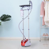 HOMCOM Fabric Garment Steamer for Clothes, Hanging Full Size, 2 Liter, 1350W, 11 Level Steam Adjustment - Red(m-2)