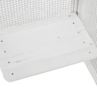 PawHut Outdoor Cat House Big Catio Wooden Feral Cat Shelter Enclosure with Large Spacious Interior, 6 High Ledges, Weather Protection Asphalt Roof, 71" L, White(m-12)