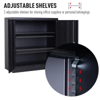 HomCom 36" Counter Height Metal Locking Storage Cabinet with 2 Adjustable Shelves - Black(m-9)